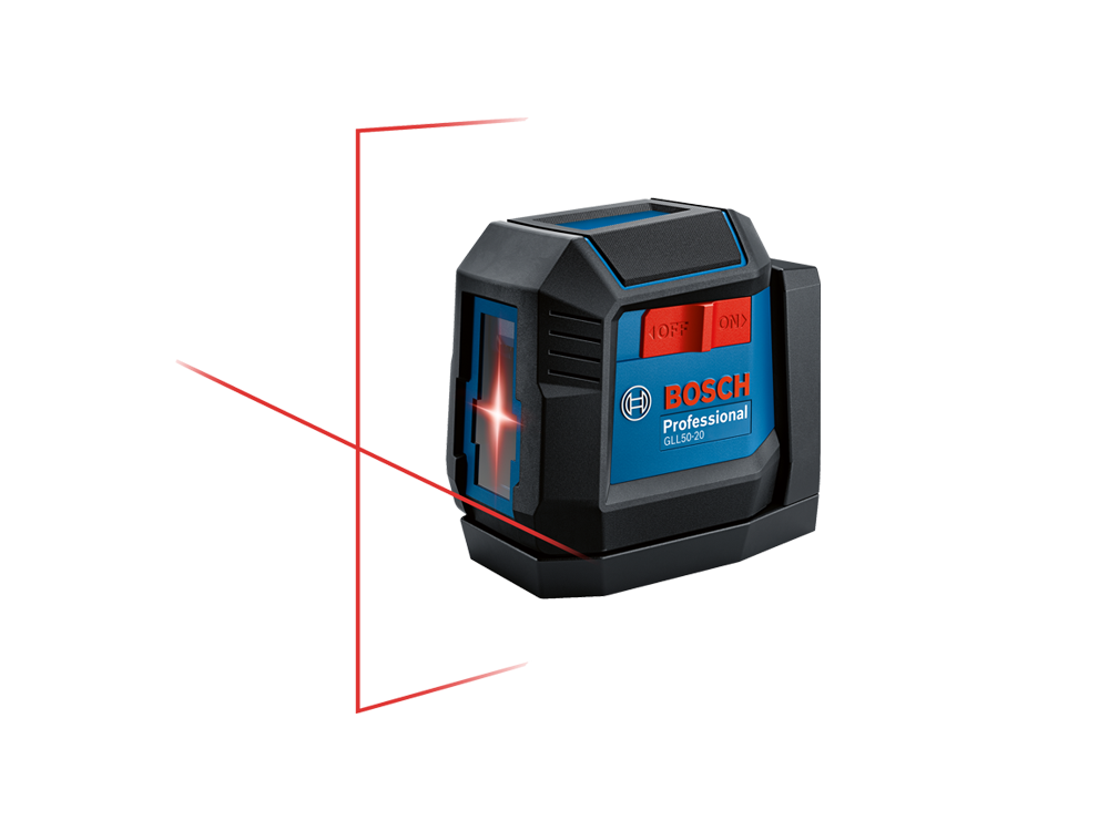 Bosch cross-line laser with red vertical and horizontal beams
